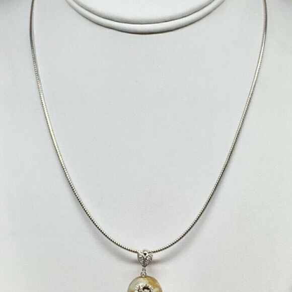 Diamond Fresh Water Pearl Necklace Baroque 14k Gold Italy Certified $3950 914368 - Picture 6 of 8